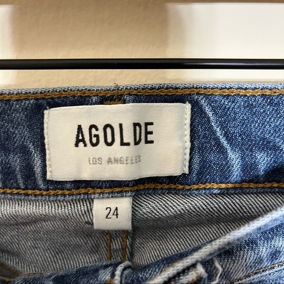 AGOLDE Toni Stratosphere Medium Wash Mid-Rise Straight Slim Leg Jeans Size 24 - Picture 7 of 9